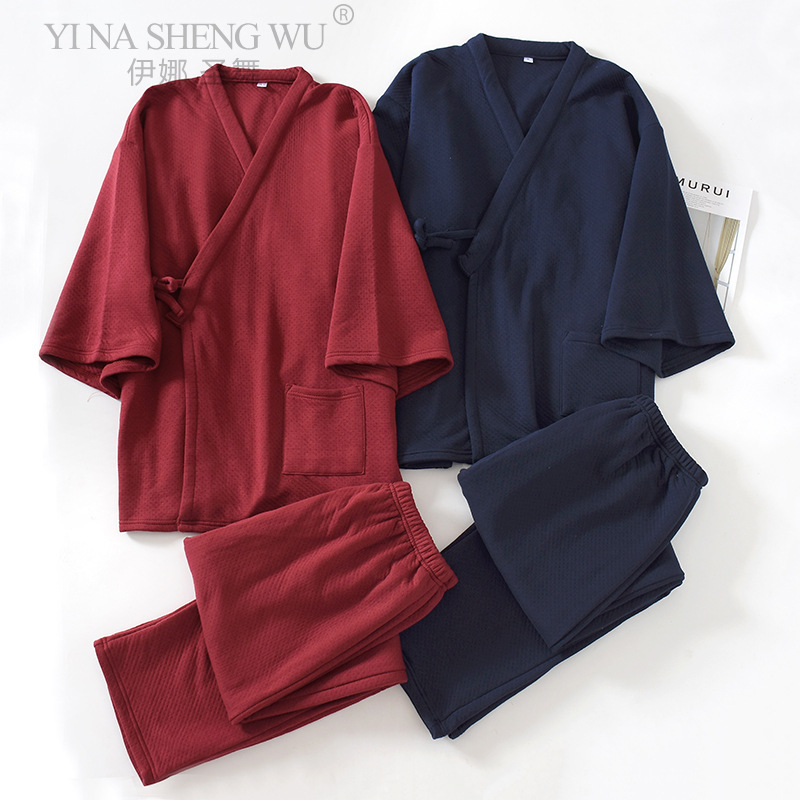 일본 남성용 기모노 유카타 잠옷 세트, 공기층 두꺼운  - Men'S Kimono Accessories 리뷰 및 가격